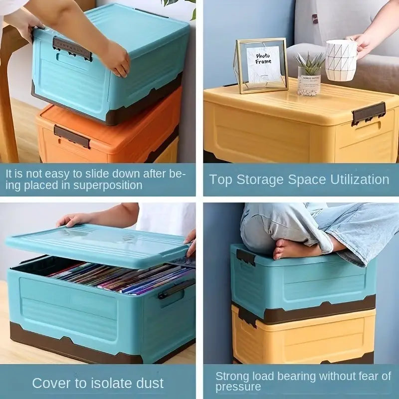 Foldable Storage Box with Lid - Multi-funtional & Portable Scrollcart Qatar