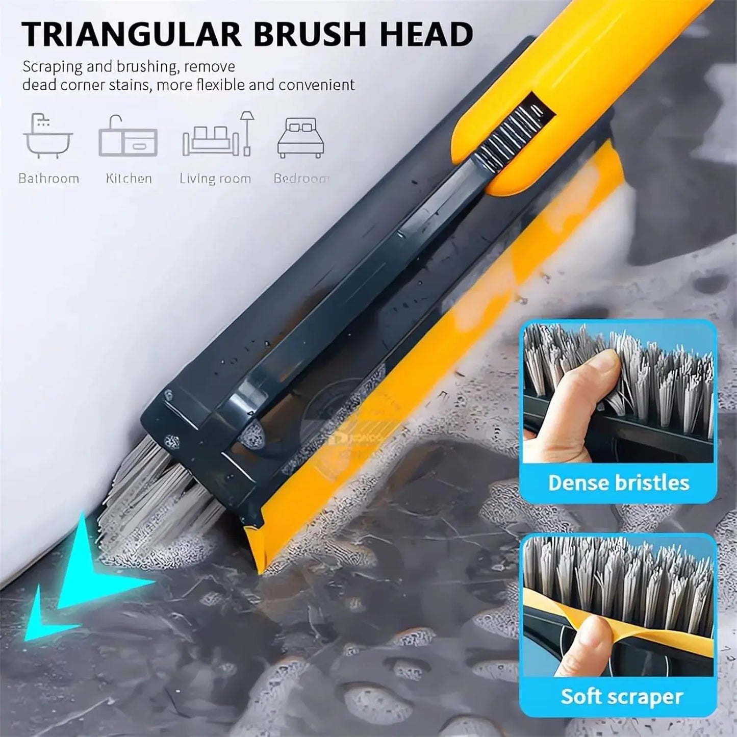 2-in-1 Floor Scrub Brush with Wiper | Deep Clean Corners