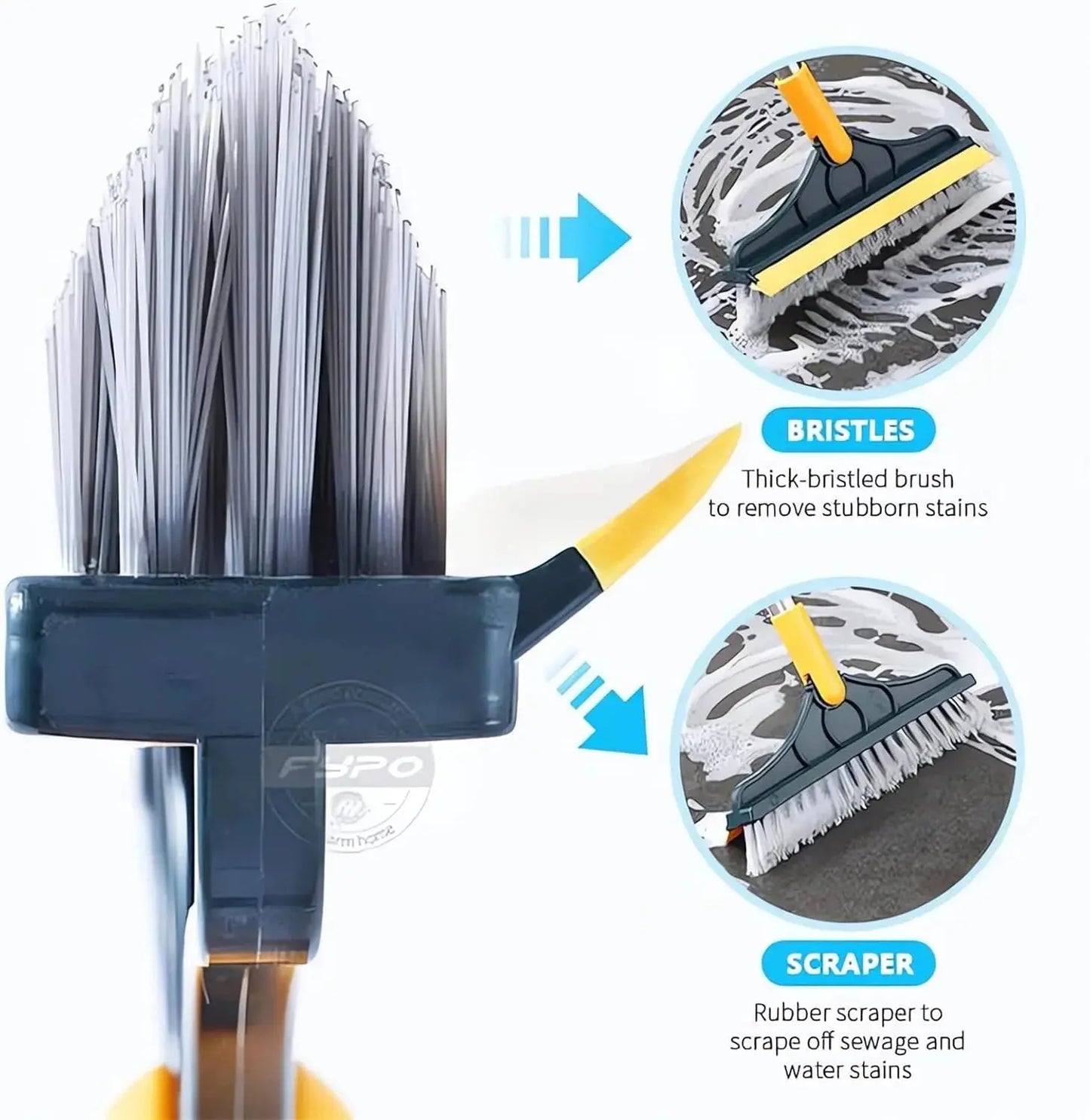 2-in-1 Floor Scrub Brush with Wiper | Deep Clean Corners