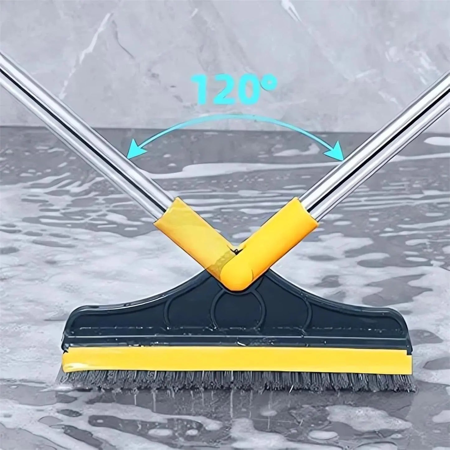 2-in-1 Floor Scrub Brush with Wiper | Deep Clean Corners