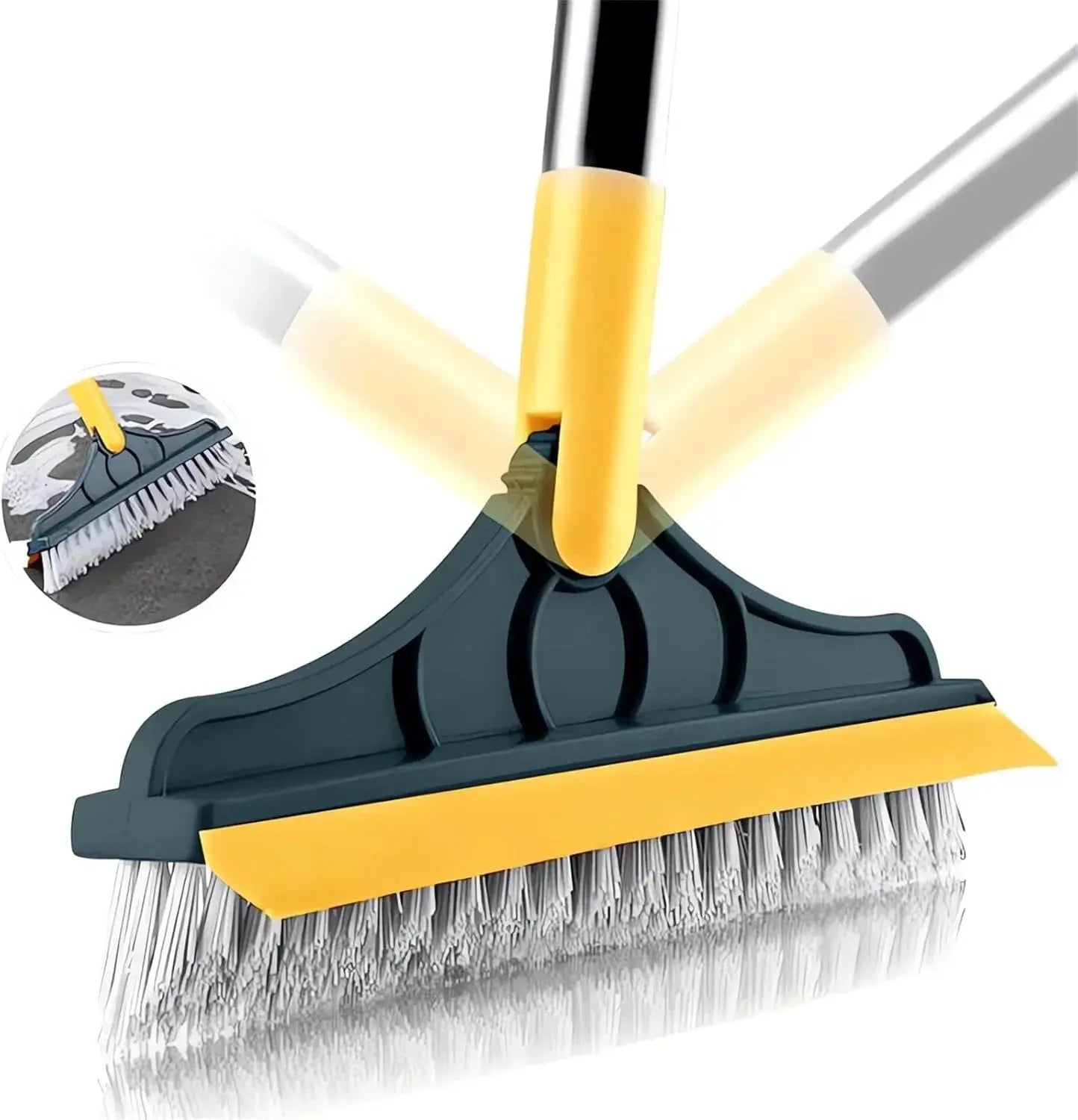 2-in-1 Floor Scrub Brush with Wiper | Deep Clean Corners