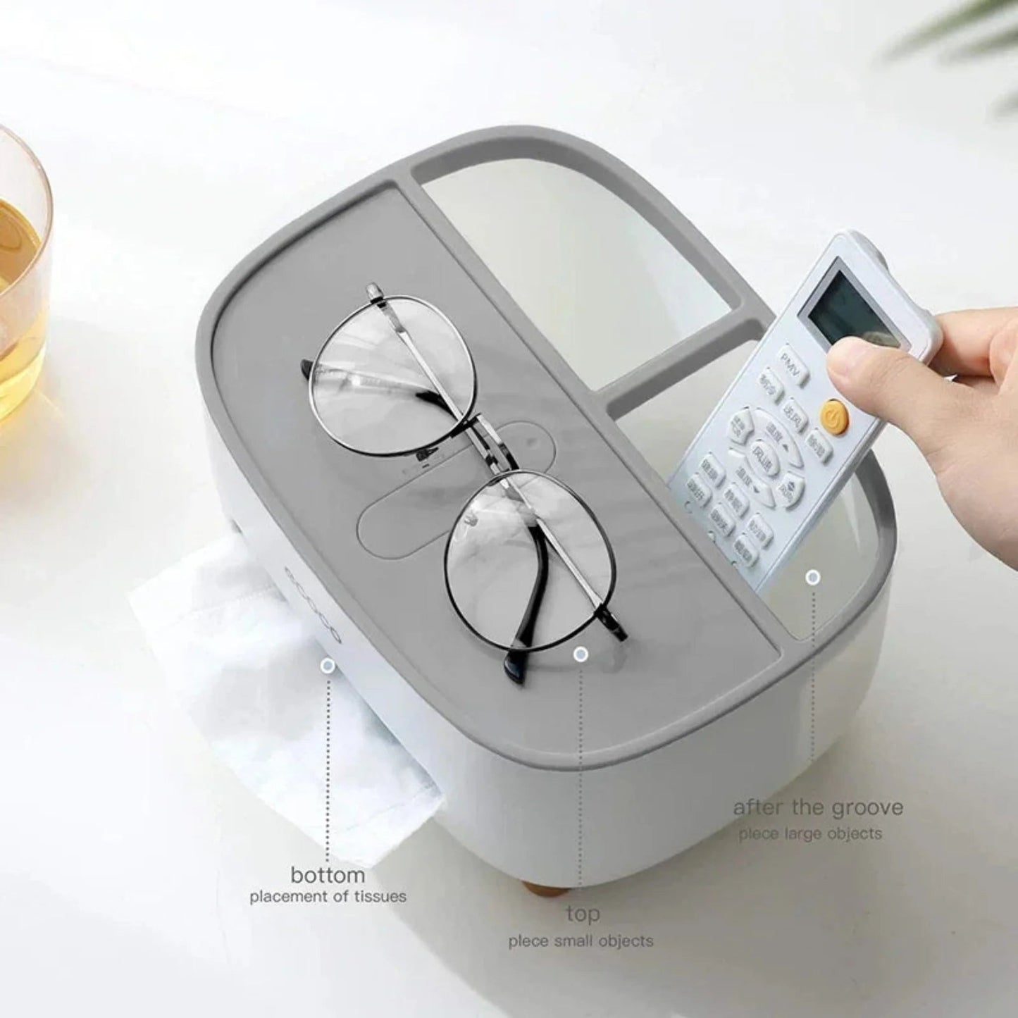 Ecoco Desktop Tissue Box with Organizer Storage Scrollcart Qatar