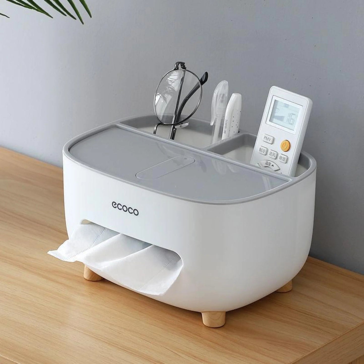 Ecoco Desktop Tissue Box with Organizer Storage Scrollcart Qatar