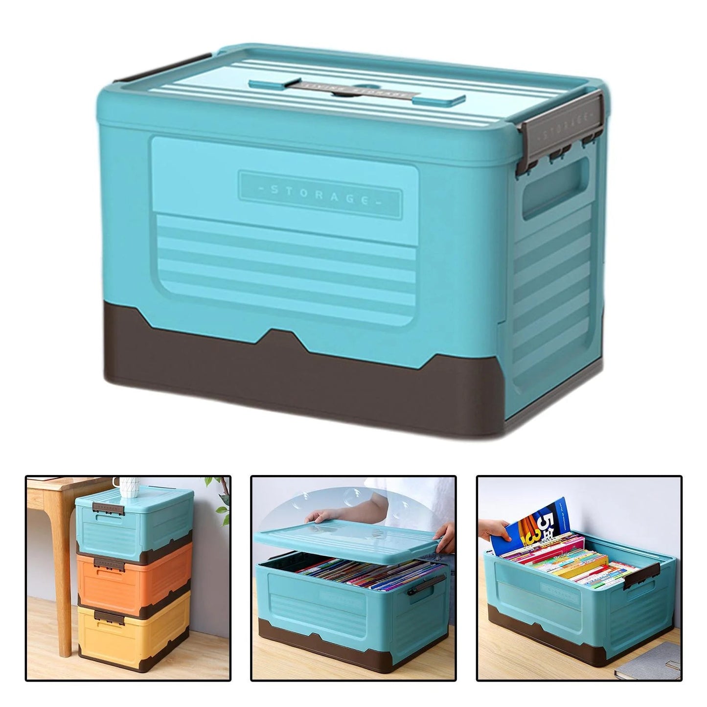 Foldable Storage Box with Lid - Multi-funtional & Portable Scrollcart Qatar