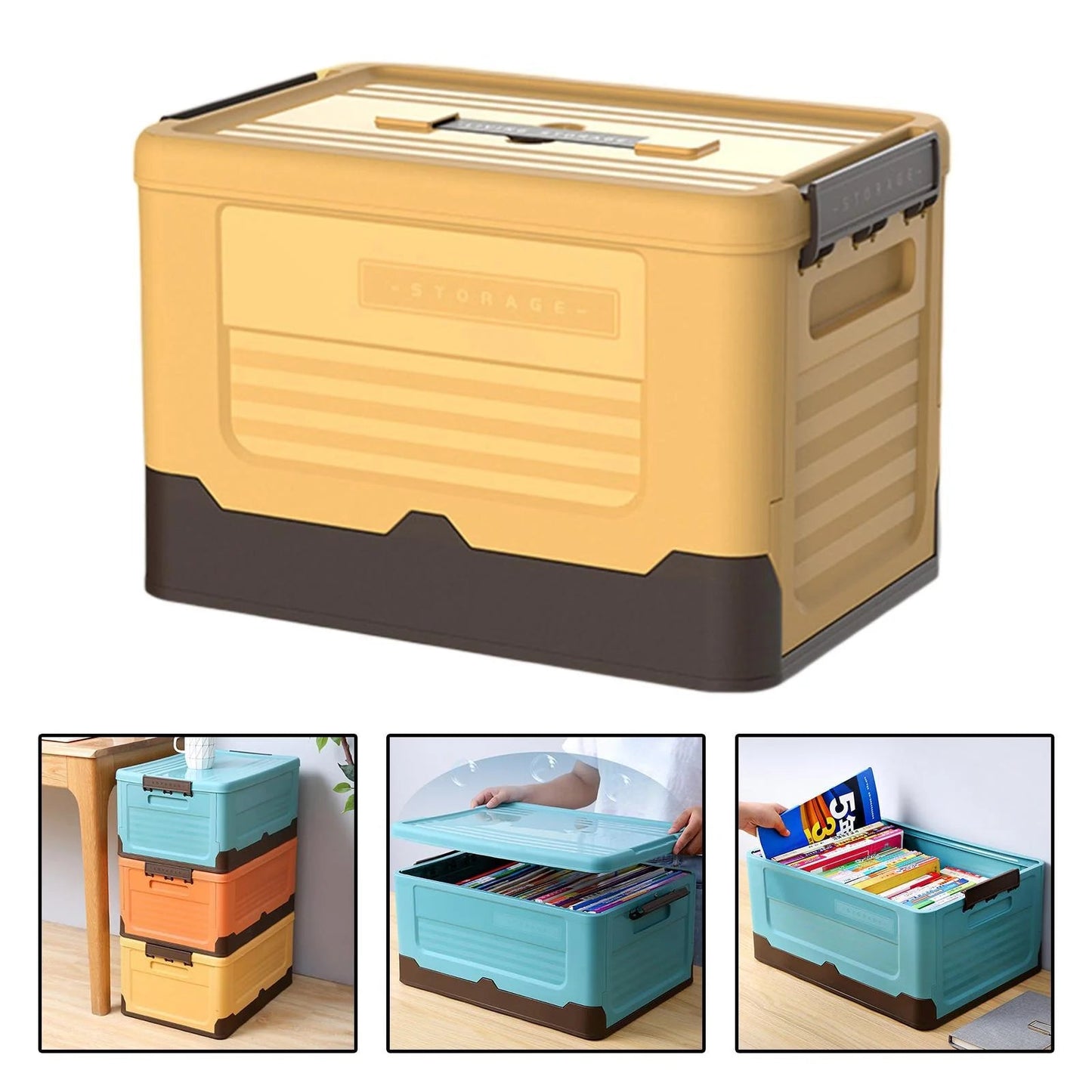Foldable Storage Box with Lid - Multi-funtional & Portable Scrollcart Qatar