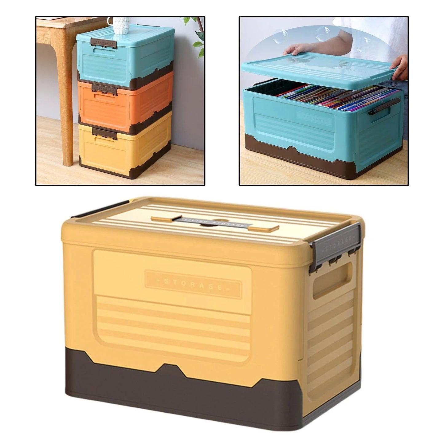 Foldable Storage Box with Lid - Multi-funtional & Portable Scrollcart Qatar
