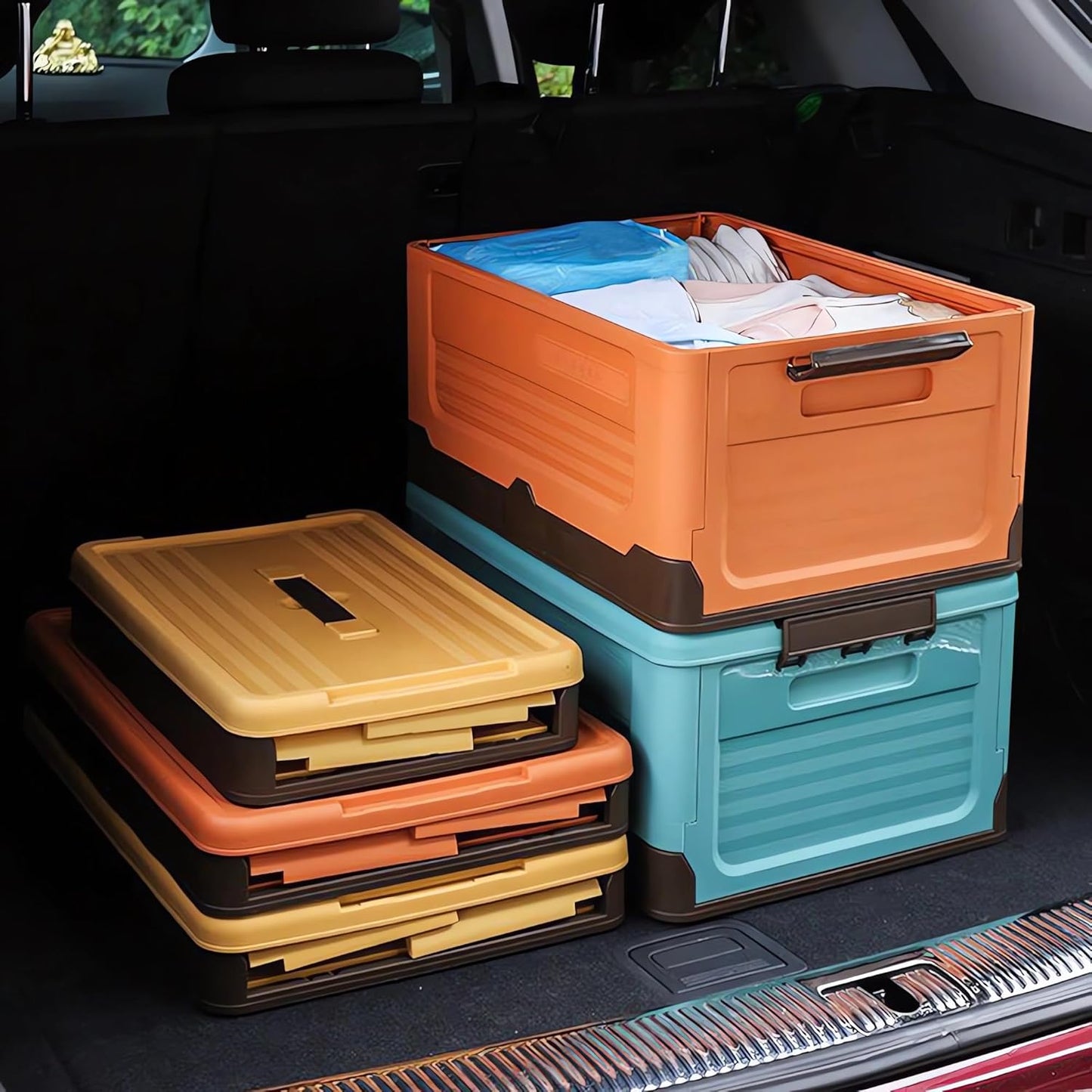 Foldable Storage Box with Lid - Multi-funtional & Portable Scrollcart Qatar