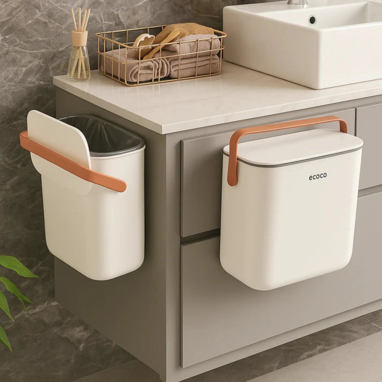 Ecoco 10 Liter Compact Trash Bin for Kitchen Scrollcart Qatar