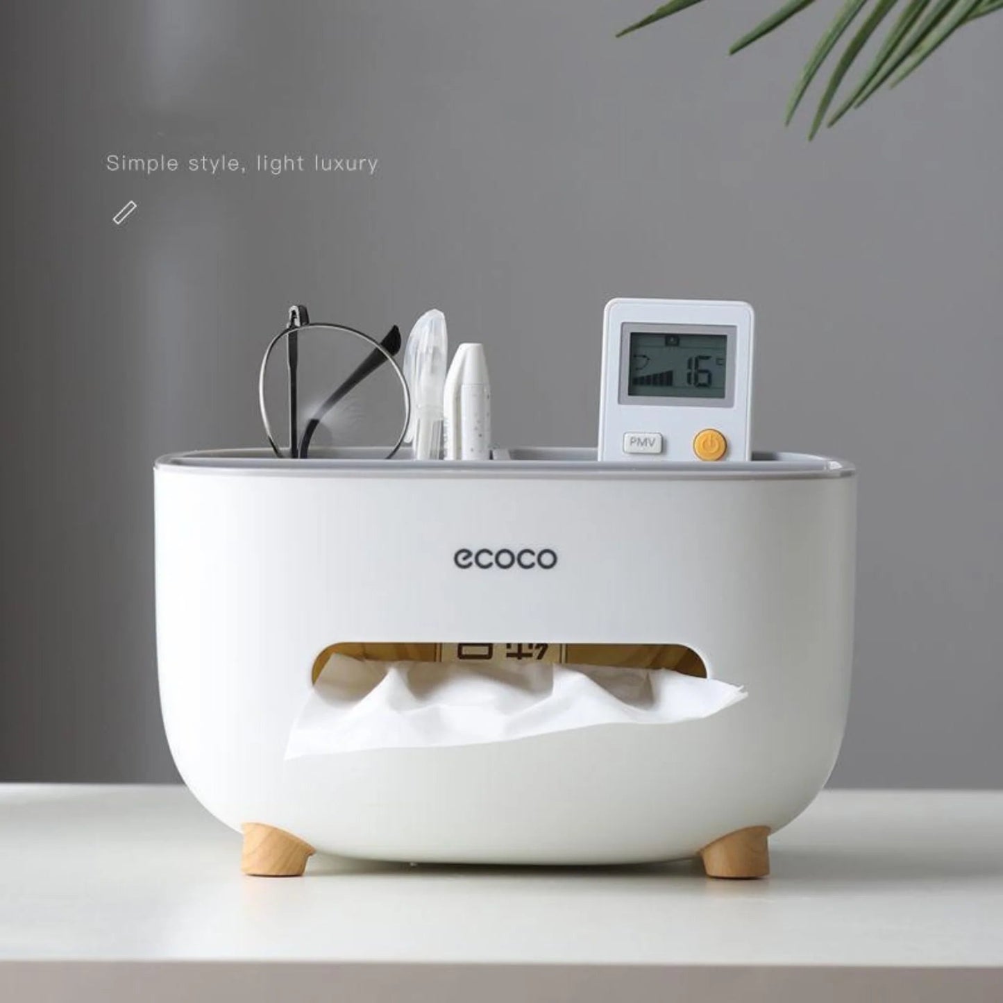 Ecoco Desktop Tissue Box with Organizer Storage Scrollcart Qatar