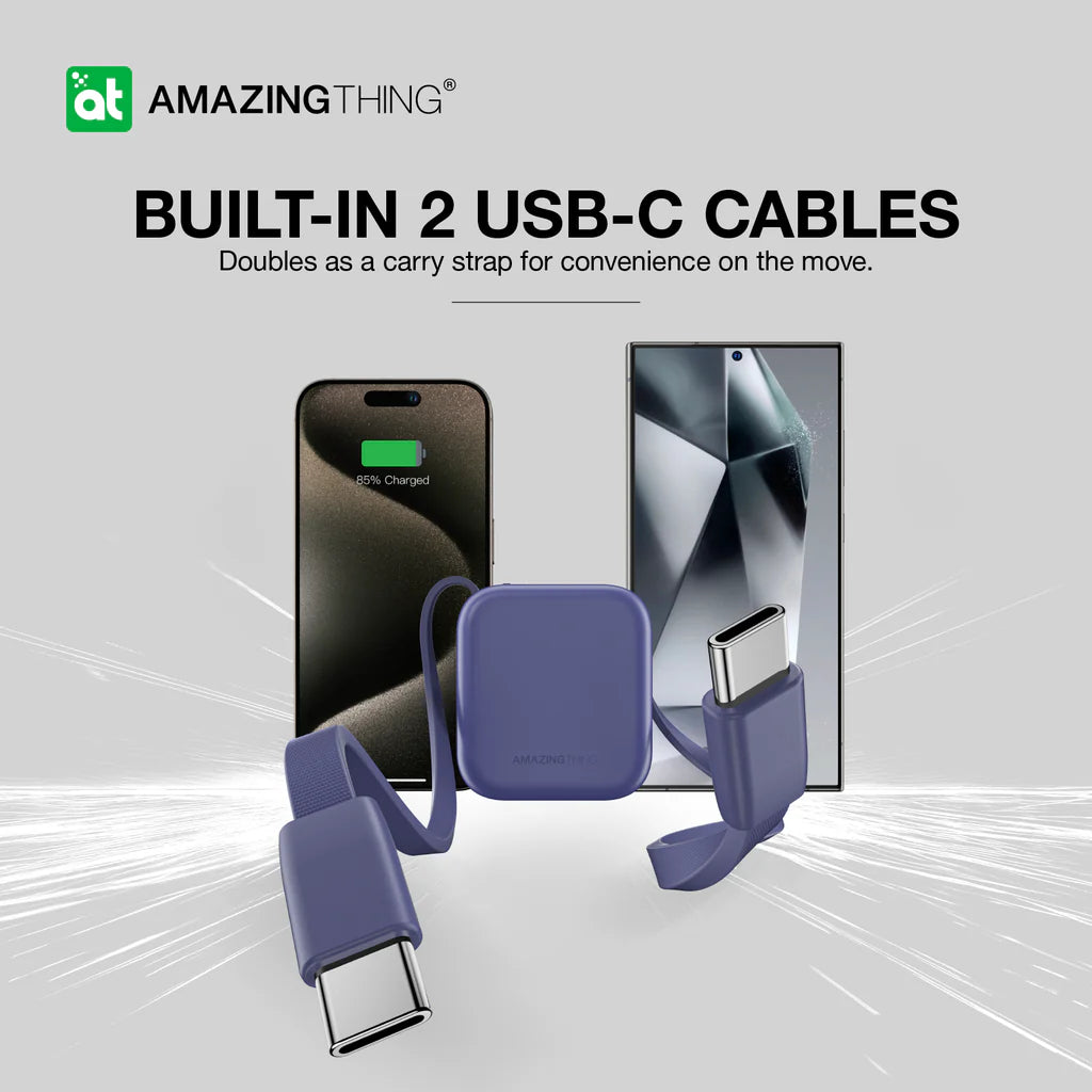 AMAZING THING THUNDER GO 10000mAh POWER BANK Qatar WITH BUILT-IN 2 USB-C CABLES
