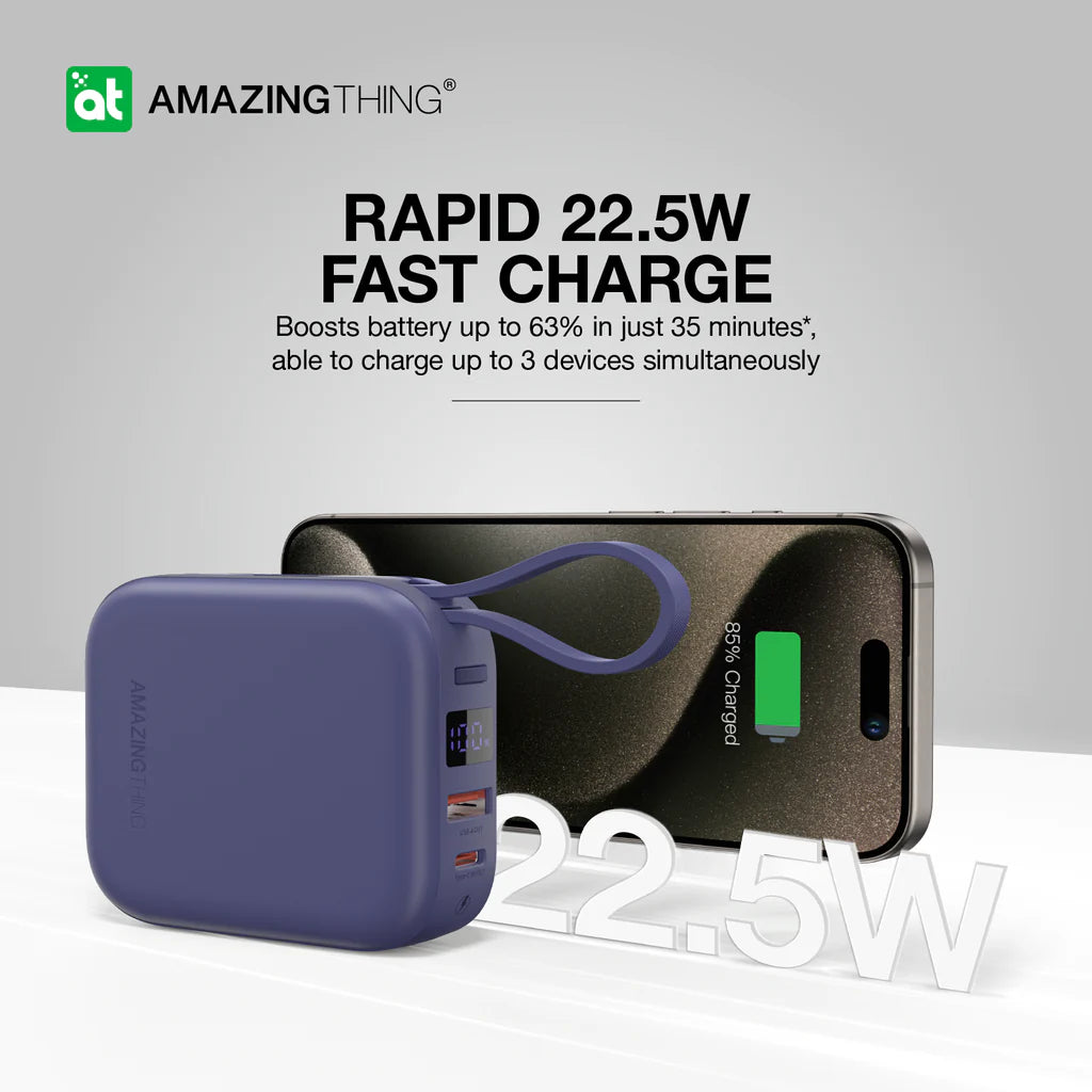 AMAZING THING THUNDER GO 10000mAh POWER BANK Qatar WITH BUILT-IN 2 USB-C CABLES