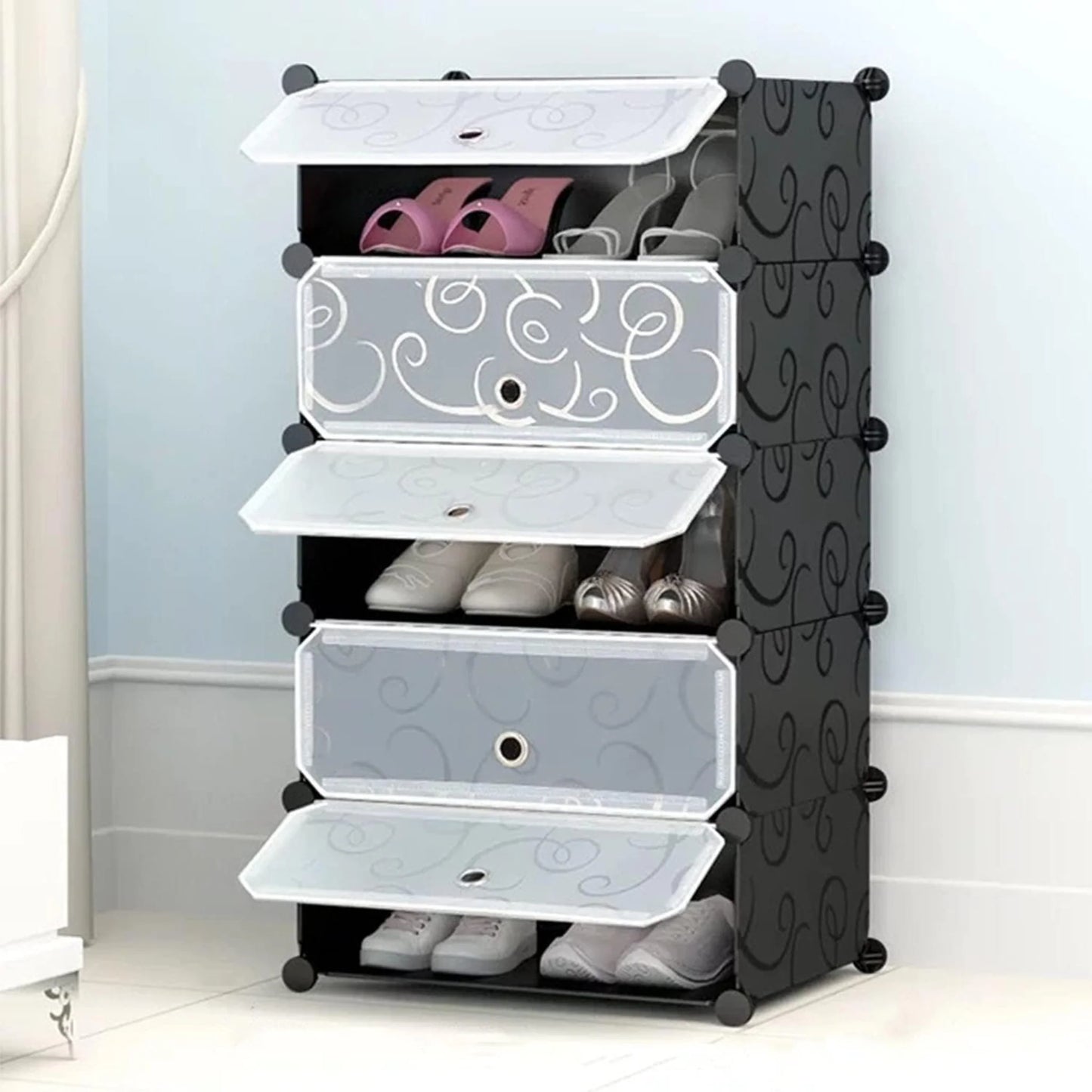 Buy 5 Doors DIY Dustproof Shoe Cabinet Qatar!