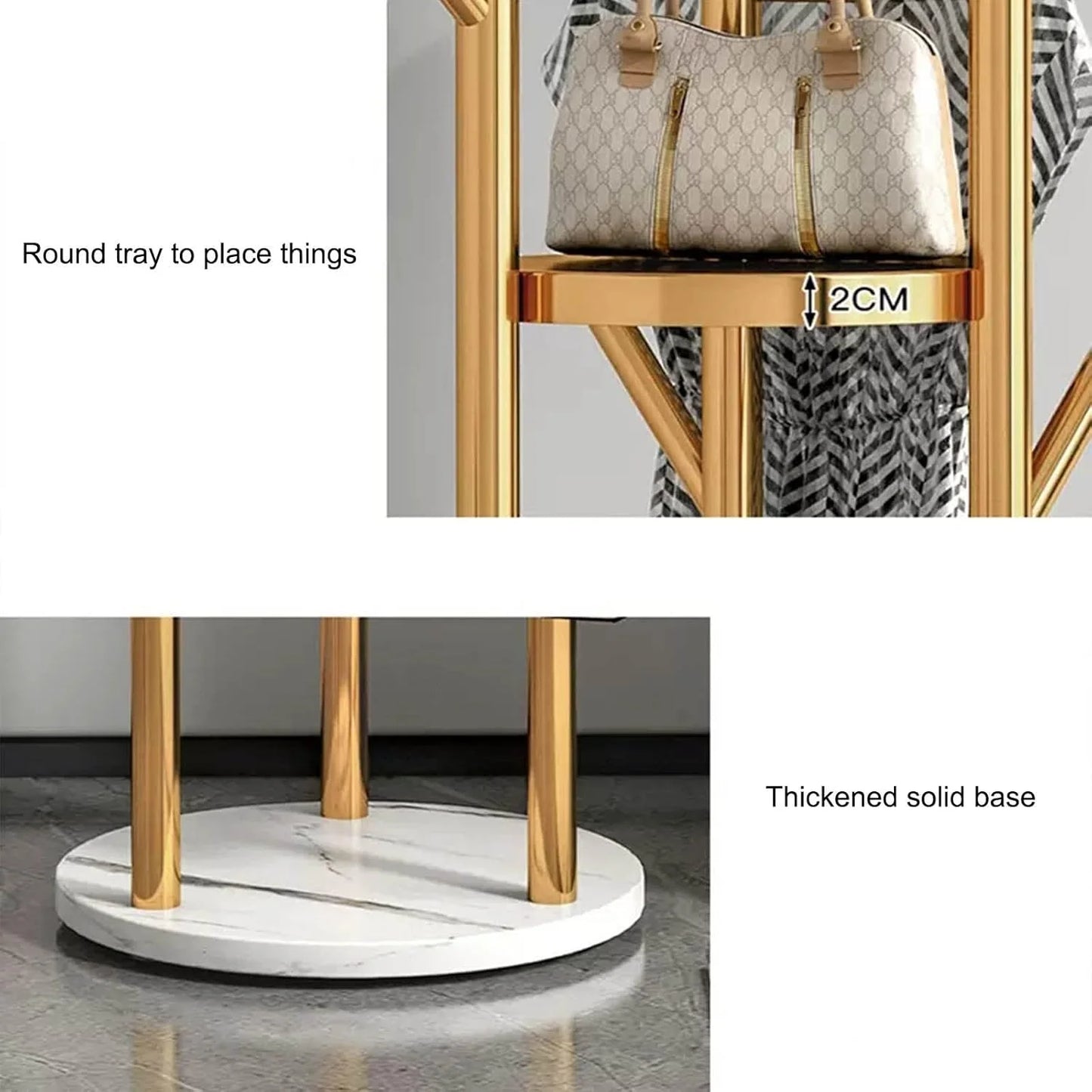 Buy Golden Metal Coat Rack Stand with Marble Base Qatar