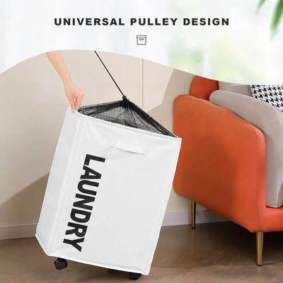 Buy collapsible 80L laundry basket with wheels Qatar!
