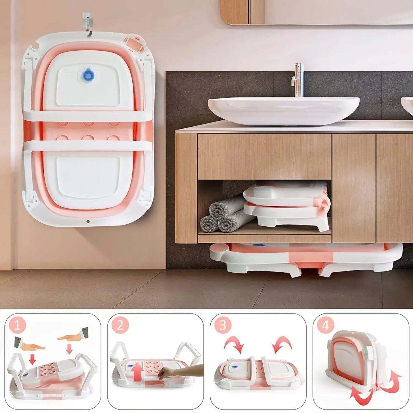 Collapsible Baby Bathtub for Newborn, Foldable Tub Qatar