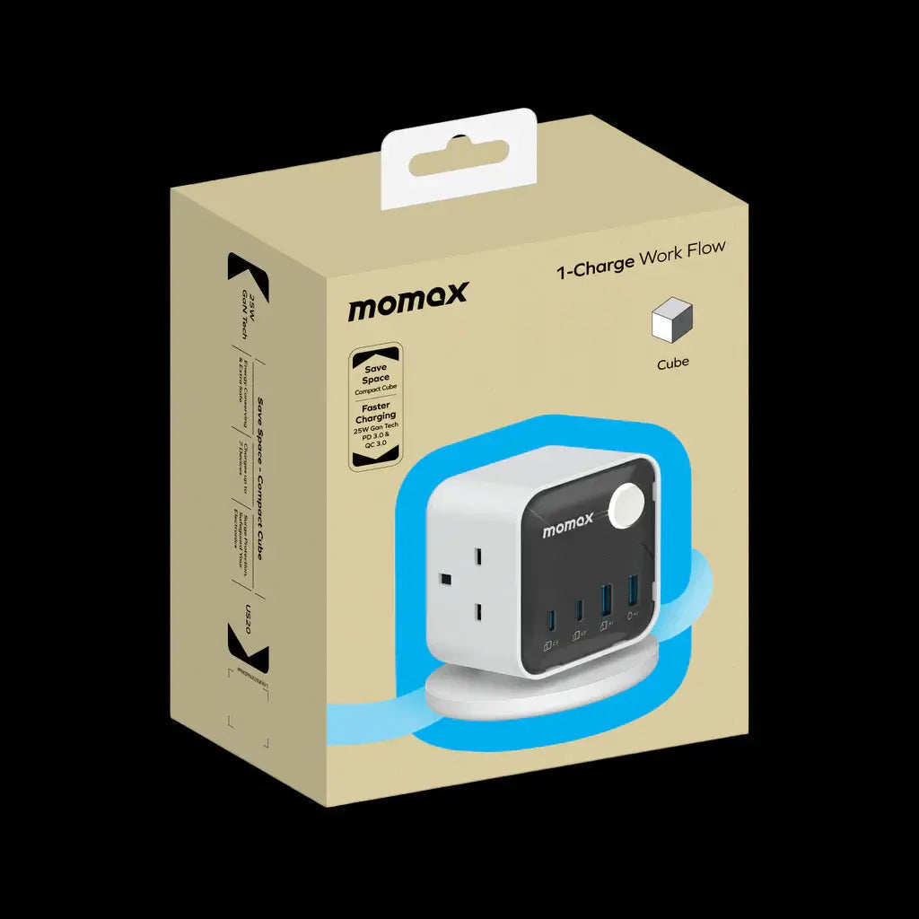 MOMAX 1-Charge Work Flow 3-Outlet Power Cube with USB