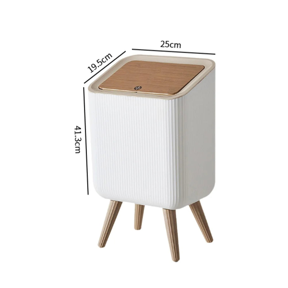 Modern Push Top Trash Can with Lid-Plastic Garbage Bin Scrollcart Qatar