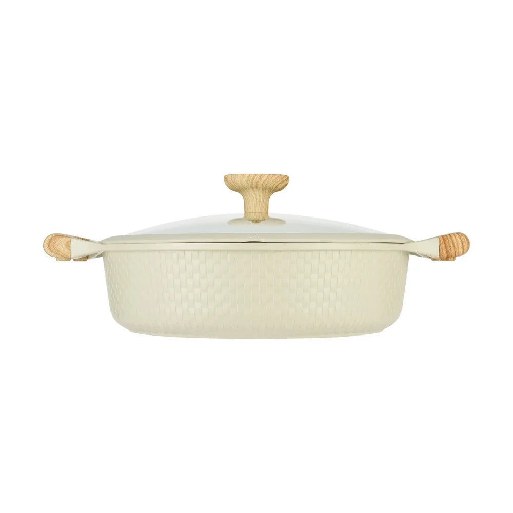 Resto Beige Non-Stick Shallow Pot with Lid – 28cm Qatar