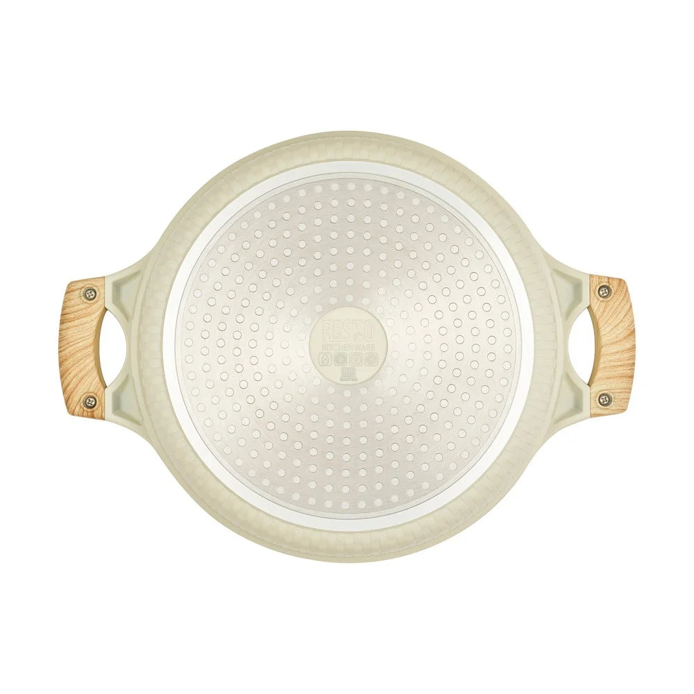Resto Beige Non-Stick Shallow Pot with Lid – 28cm Qatar