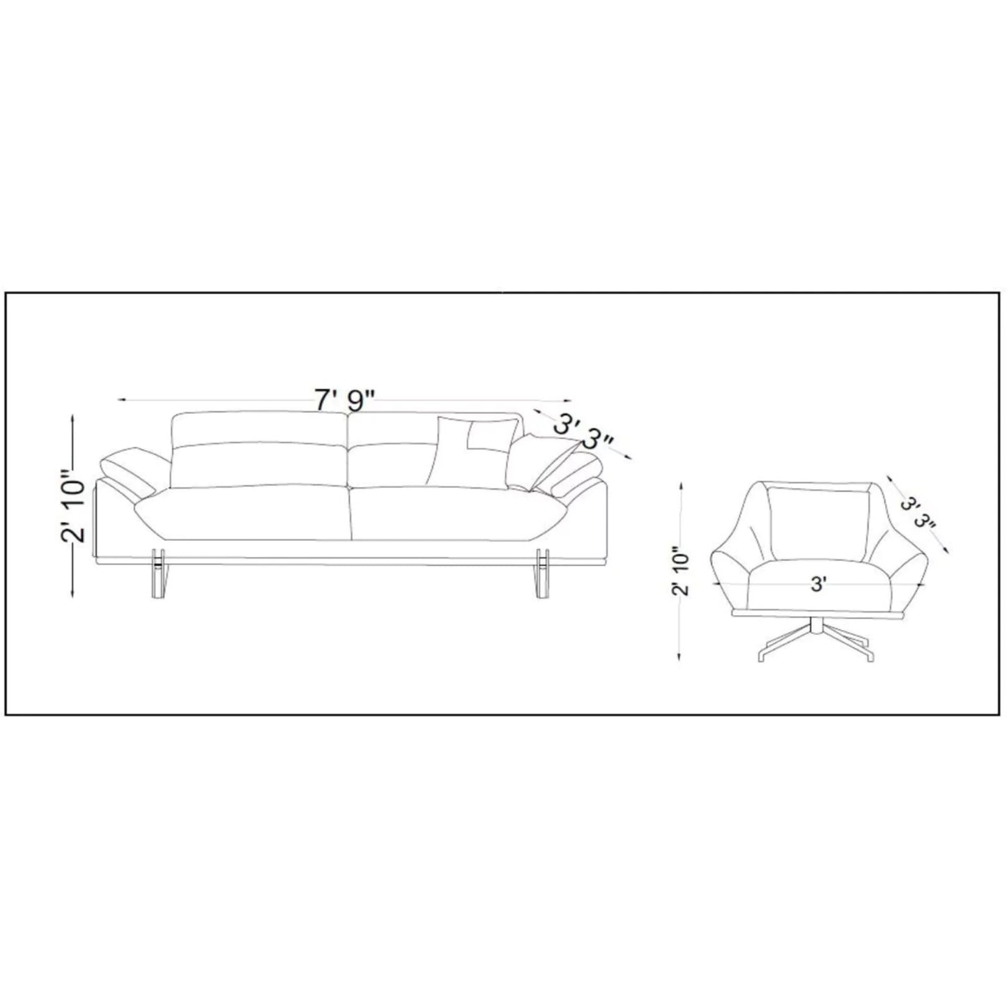 Sofa Set |CARMEN -Dimension