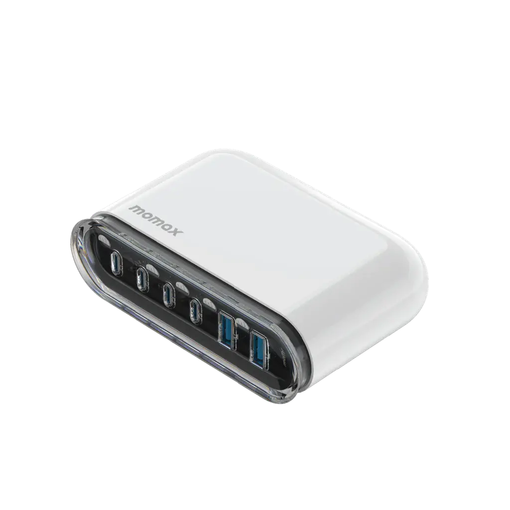 MOMAX Charger 1 Flow Plus | 120W 6-Port GaN Desktop Charger with Stand Alamat Qatar