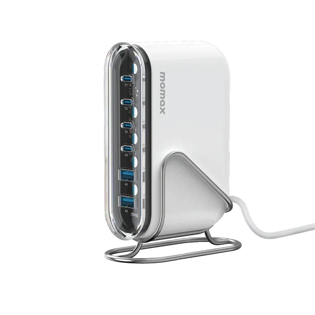 MOMAX Charger 1 Flow Plus | 120W 6-Port GaN Desktop Charger with Stand Alamat Qatar