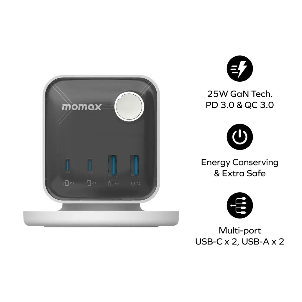MOMAX 1-Charge Work Flow | 3-Outlet Power Cube with USB Alamat Qatar