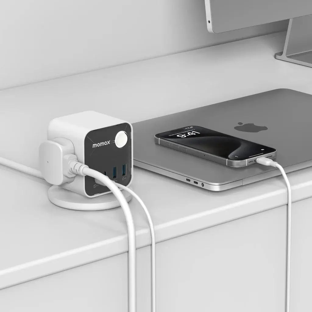MOMAX 1-Charge Work Flow | 3-Outlet Power Cube with USB Alamat Qatar
