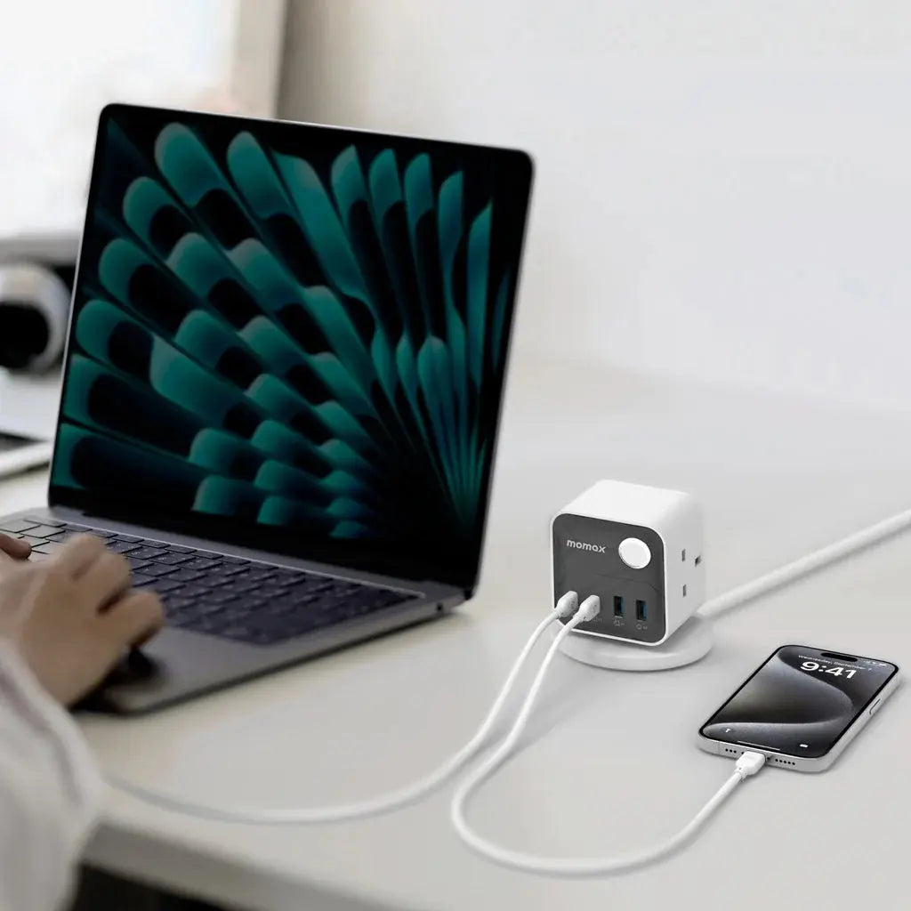 MOMAX 1-Charge Work Flow | 3-Outlet Power Cube with USB Alamat Qatar