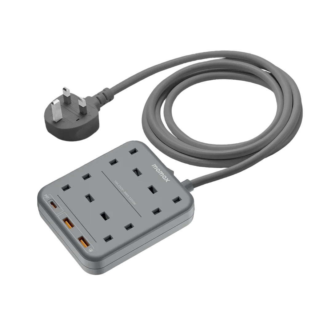 MOMAX ONEPLUG 4 Outlet Power Strip with USB-Compact & Safe