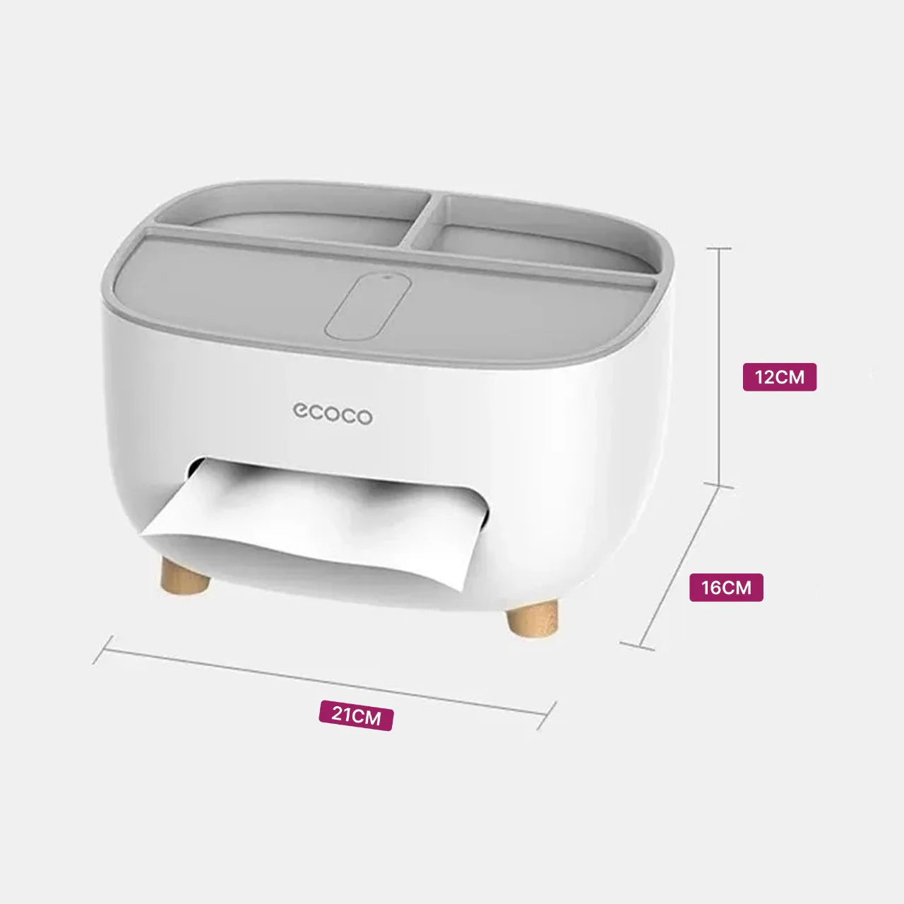 Ecoco Desktop Tissue Box with Organizer Storage Scrollcart Qatar