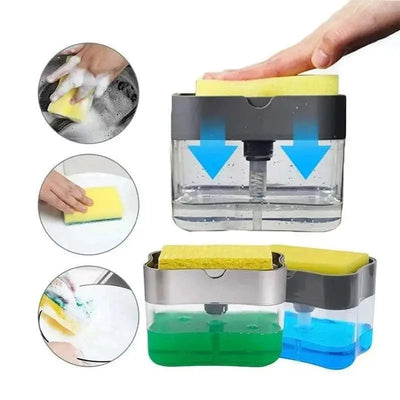 2-in-1 Portable Soap Dispenser with Sponge Holder | Kitchen Cleaning