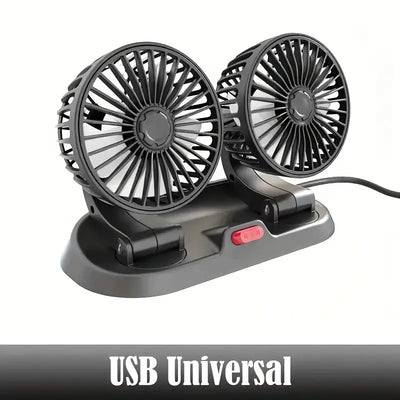 10W USB Dual Head Car Cooling Fan - 360° Rotatable Scrollcart Qatar 