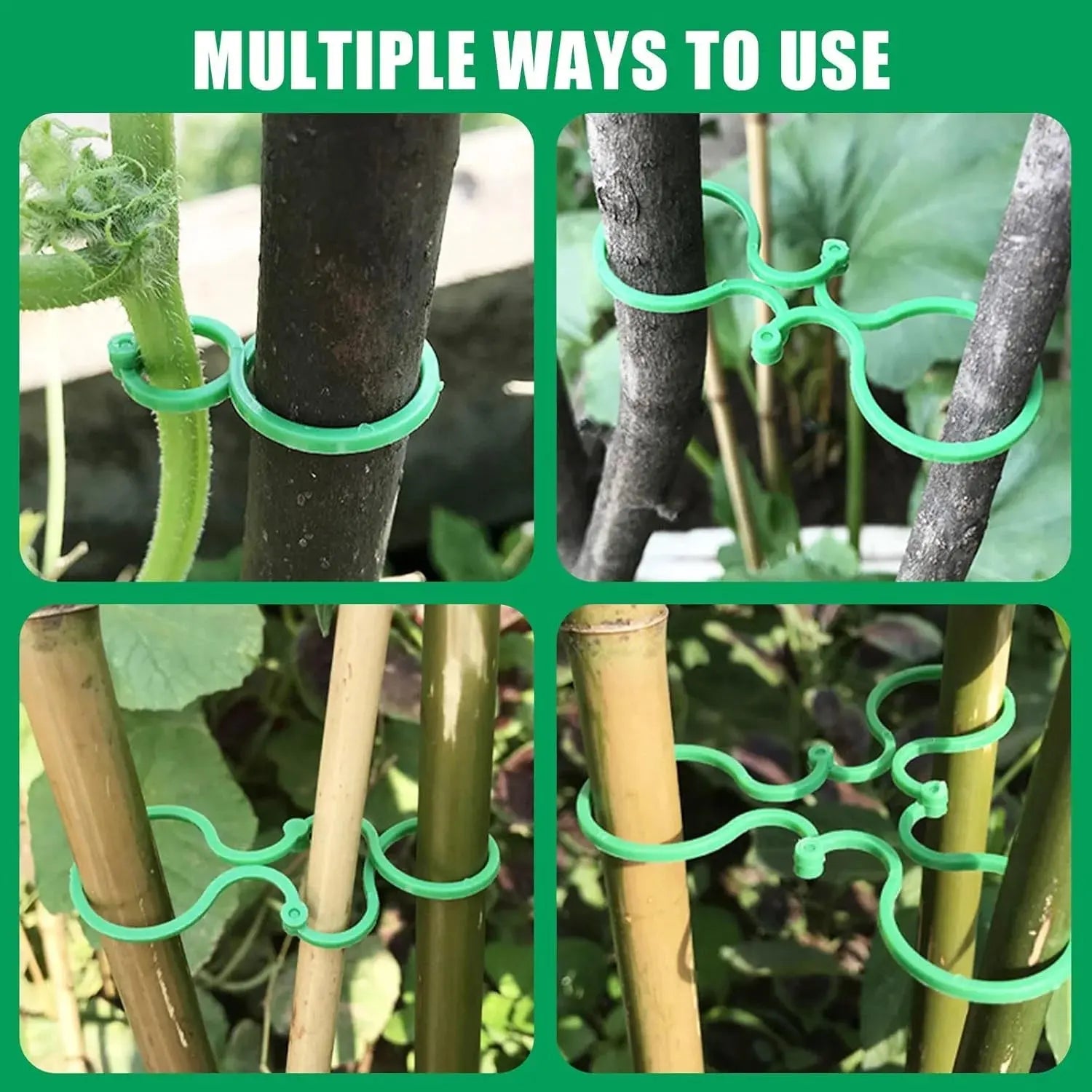 100pc Green Plastic Plant Climbing Support Clips Set Qatar