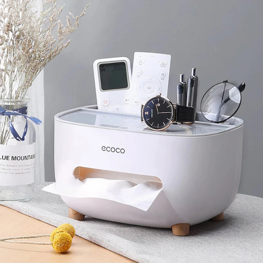 Ecoco Desktop Tissue Box with Organizer Storage Scrollcart Qatar 
