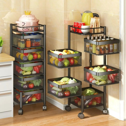 5 Tier Multi-Purpose Rotating Kitchen Organizer Storage Rack Scrollcart Qatar 