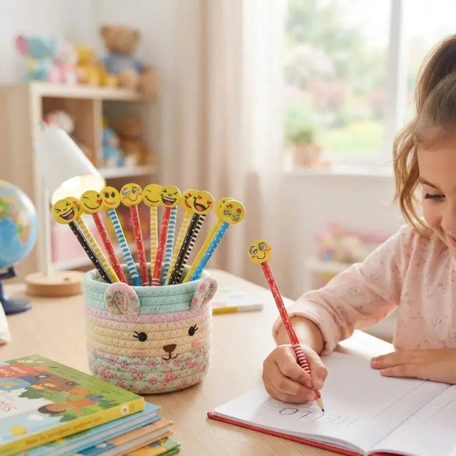 12-Piece Emoji Smiley Pencil Set – Decorative Pencils with Eraser Toppers Scrollcart Qatar 