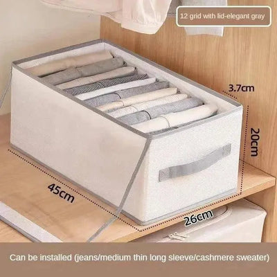 12 Grid Cloth Organizer Wardrobe Storage Box With Cover - Scrollcart Qatar