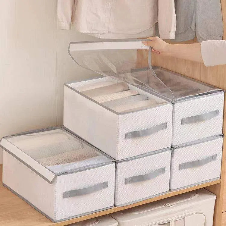 12 Grid Cloth Organizer Wardrobe Storage Box With Cover – Scrollcart Qatar