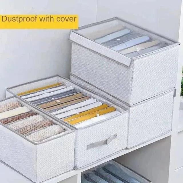 12 Grid Cloth Organizer Wardrobe Storage Box With Cover - Scrollcart Qatar