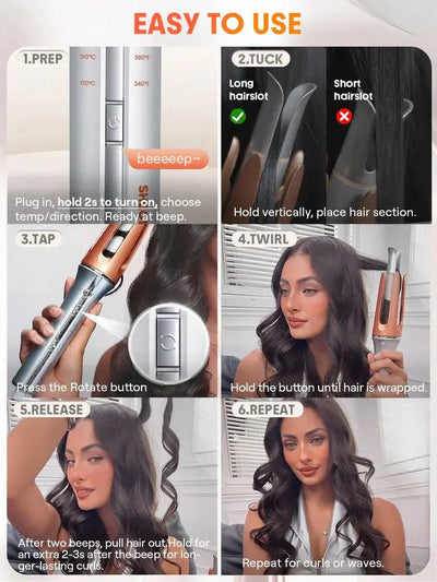 Sheglam Smart Hair Curler – Fast Heating Automatic Curling Iron with GlossPro™ Ceramic Coating Marhaba international 