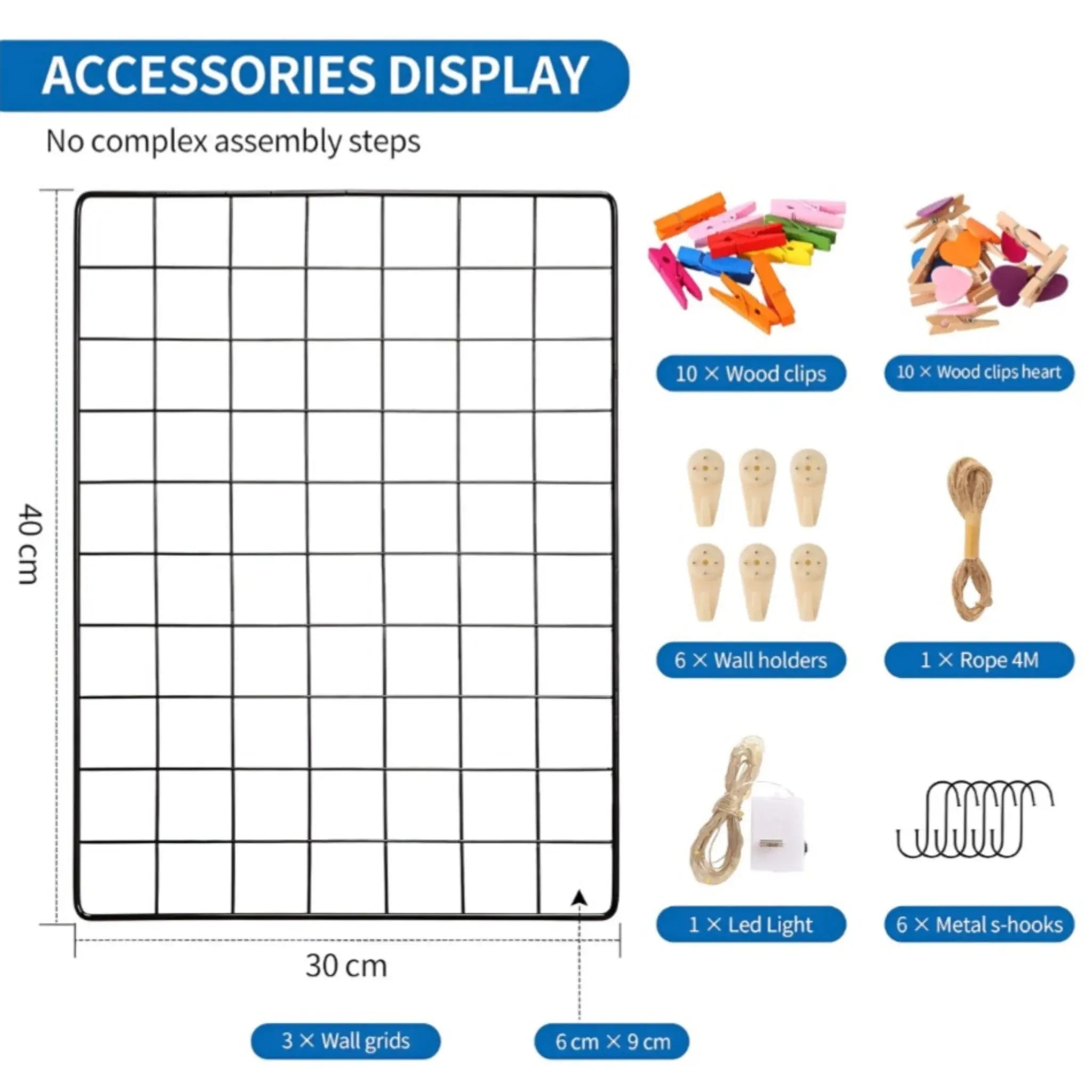 DIY Wire Wall Grid Panel - Hanging Memo Pin Board for Wall Decor - Scrollcart Qatar