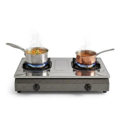 2 Burner Stainless Steel Gas Stove with Box – Tabletop Gas Cooker Scrollcart Qatar 