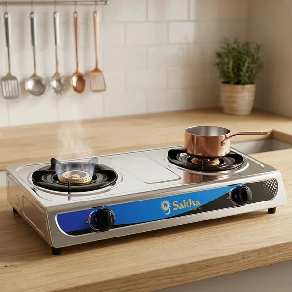 2-Burner Stainless Steel LPG Gas Stove For Cooking– Sakha Scrollcart Qatar 