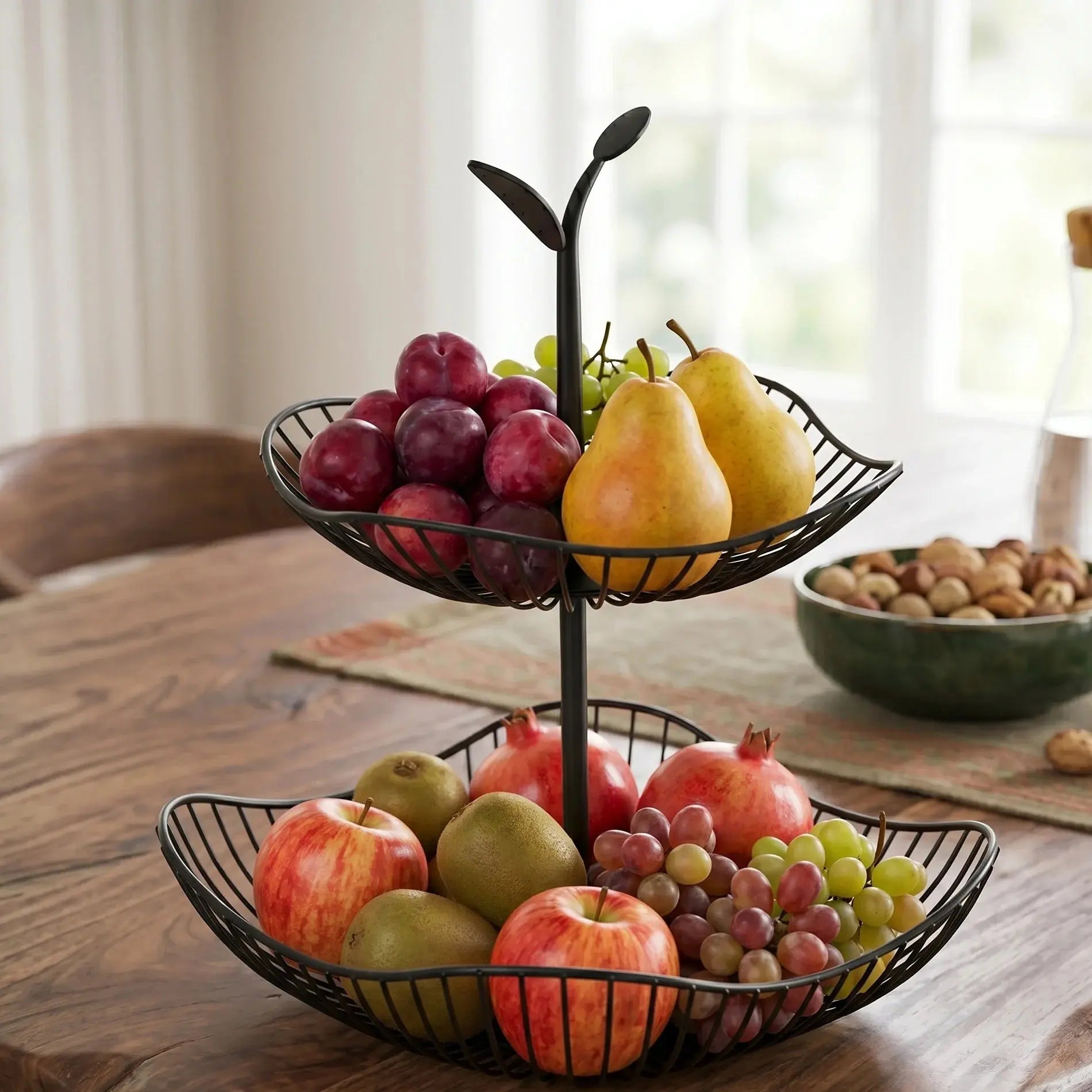 2 Tier Metal Fruit Basket Stand Detachable Kitchen Organizer Scrollcart Qatar 