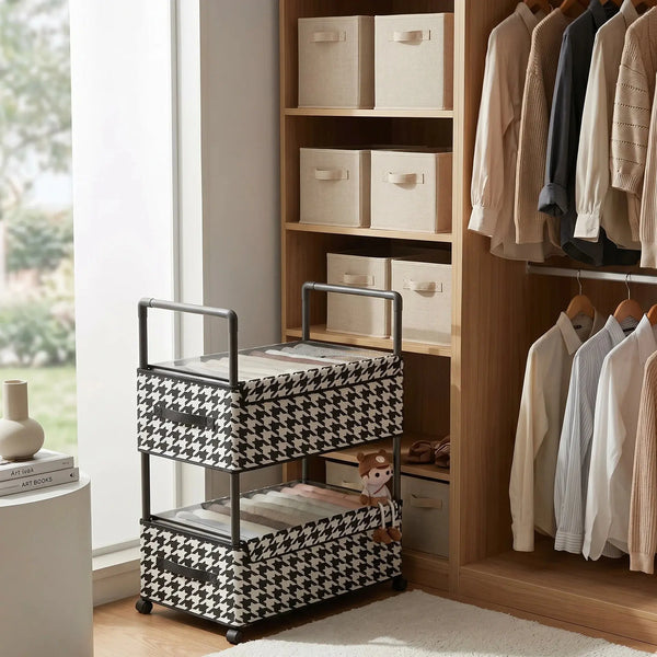 2-Tier Mobile Clothes Rack & Garment Organizer Scrollcart Qatar 