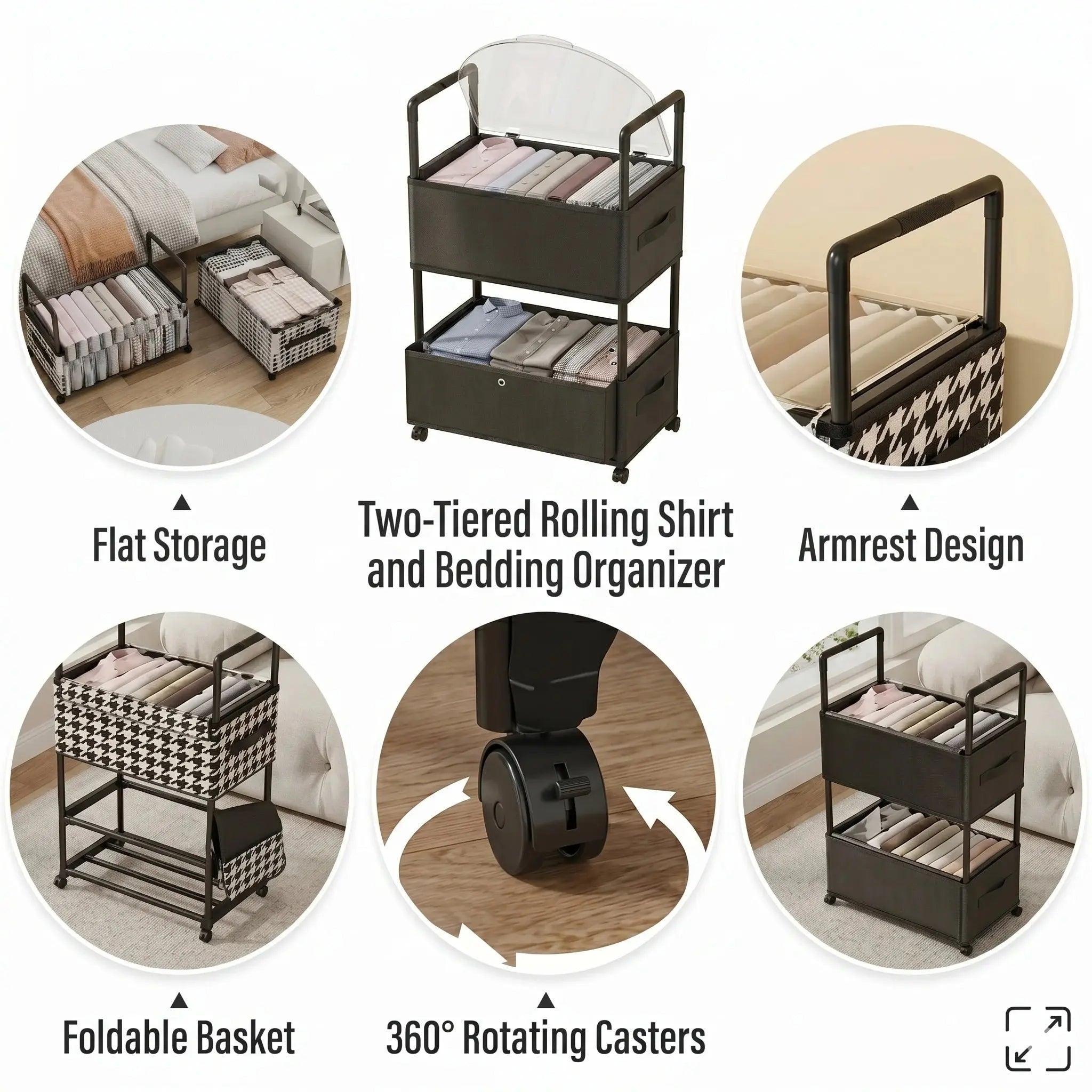 2-Tier Mobile Clothes Rack & Garment Organizer Scrollcart Qatar 