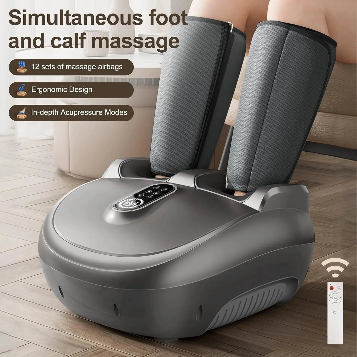 2-in-1 Foot & Leg Massager Machine with Heat and Air Compression Scrollcart Qatar 