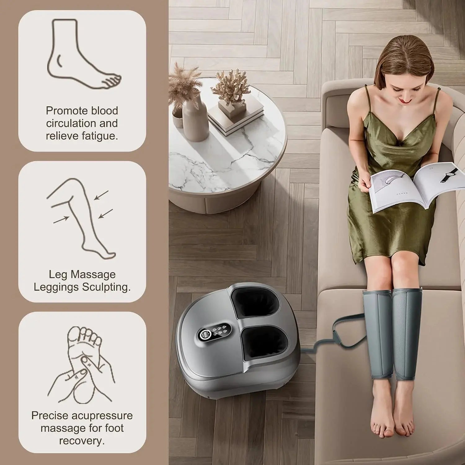 2-in-1 Foot & Leg Massager Machine with Heat and Air Compression Scrollcart Qatar 