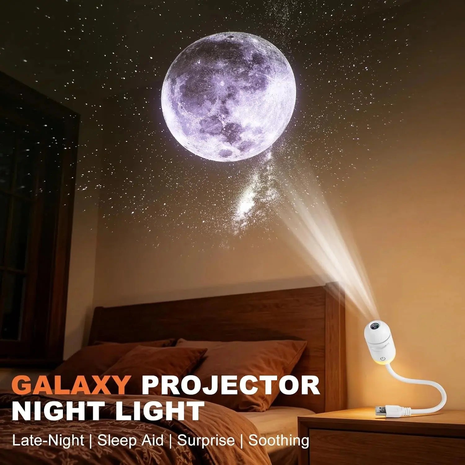 2-in-1 Galaxy Projector Night Light with 3 Clips| USB LED Starry Sky Projector Scrollcart Qatar 
